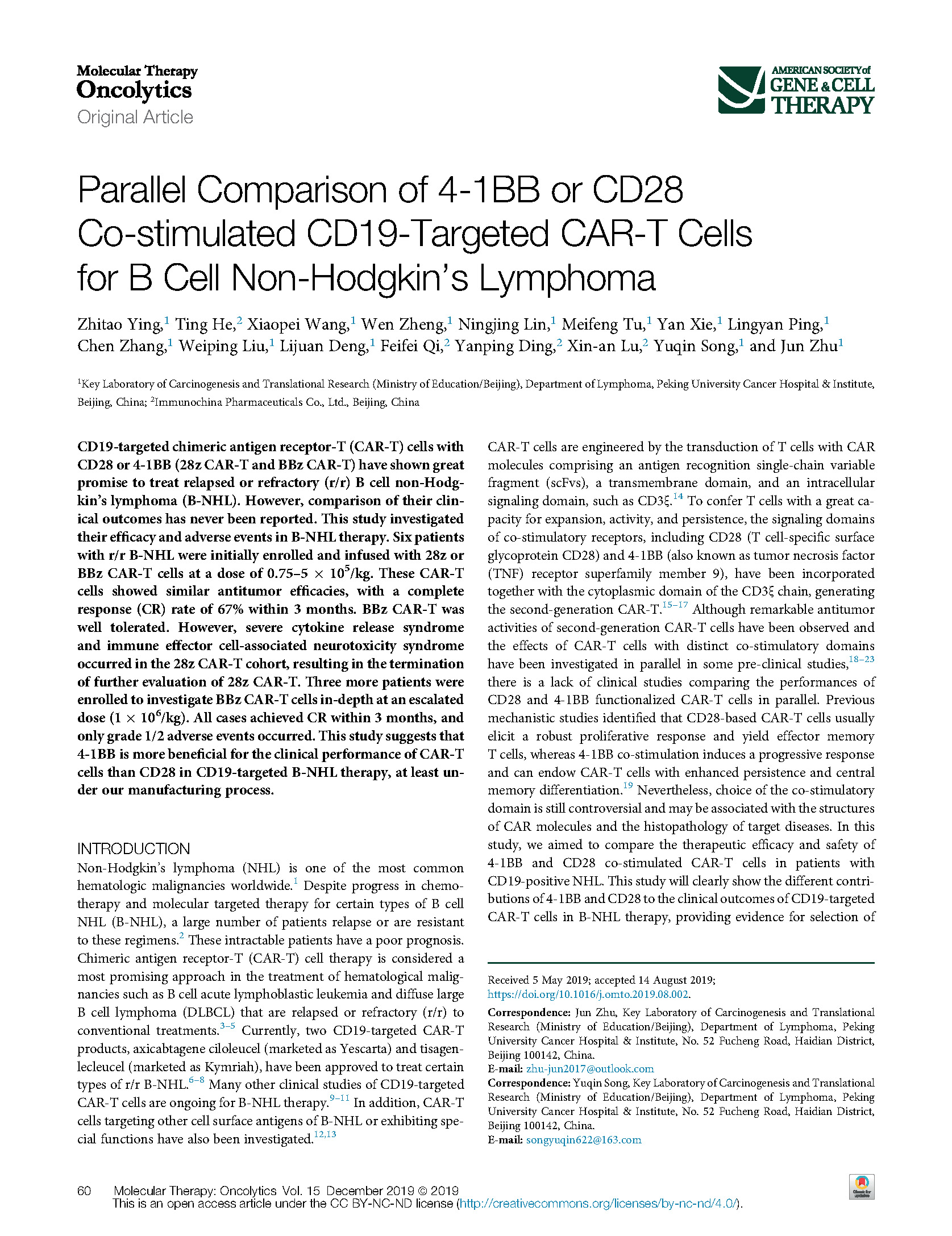 2019-Parallel Comparison of 4-1BB or CD28 Co-stimulated CD19-Targeted CAR-T Cells for B Cell Non-Hodgkin’s Lymphoma_页面_01.jpg